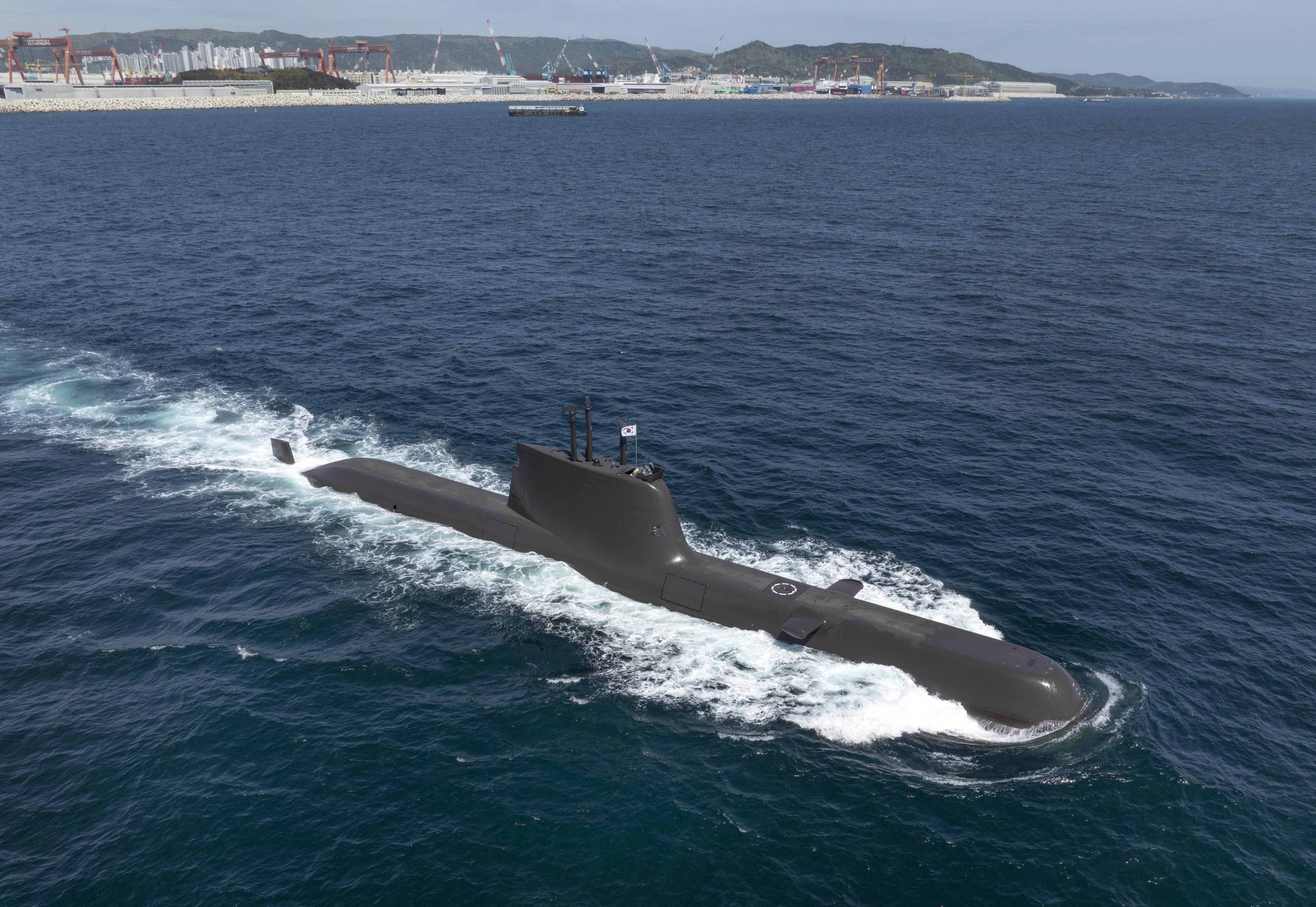 HD현대중공업이 건조해 2016년 대한민국 해군에 인도한 장보고-Ⅱ(214급) 잠수함 ‘윤봉길함’의 시운전 모습. 사진=HD현대