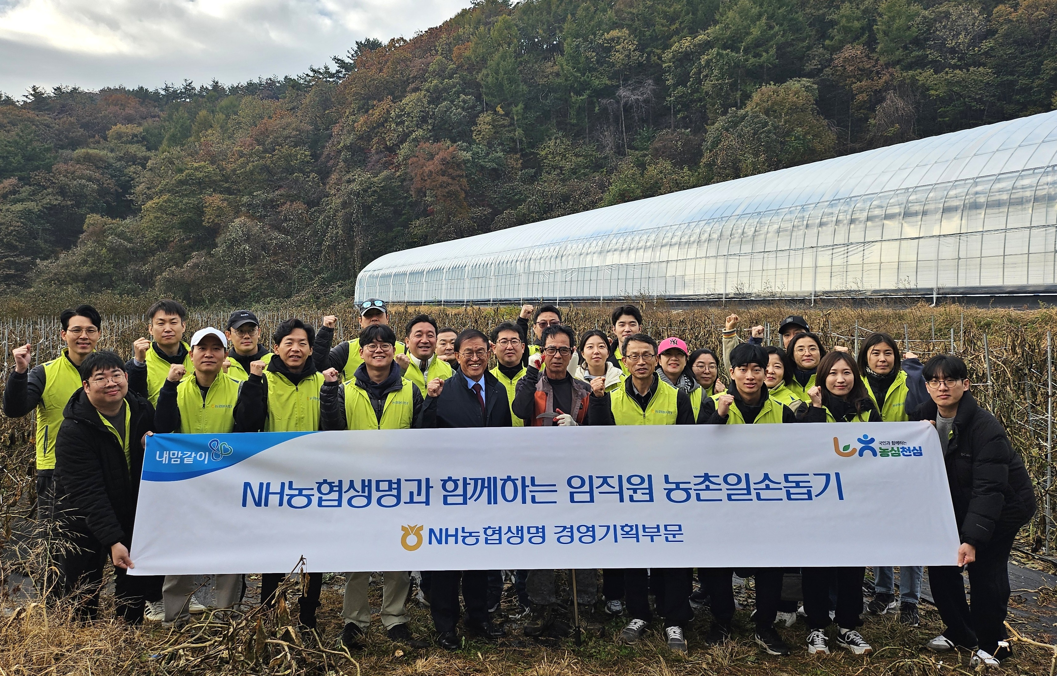 NH농협생명(대표이사 박병희)이 경기 여주시에서 김장봉사 및 농촌일손돕기를 실시했다. 사진제공=NH농협생명