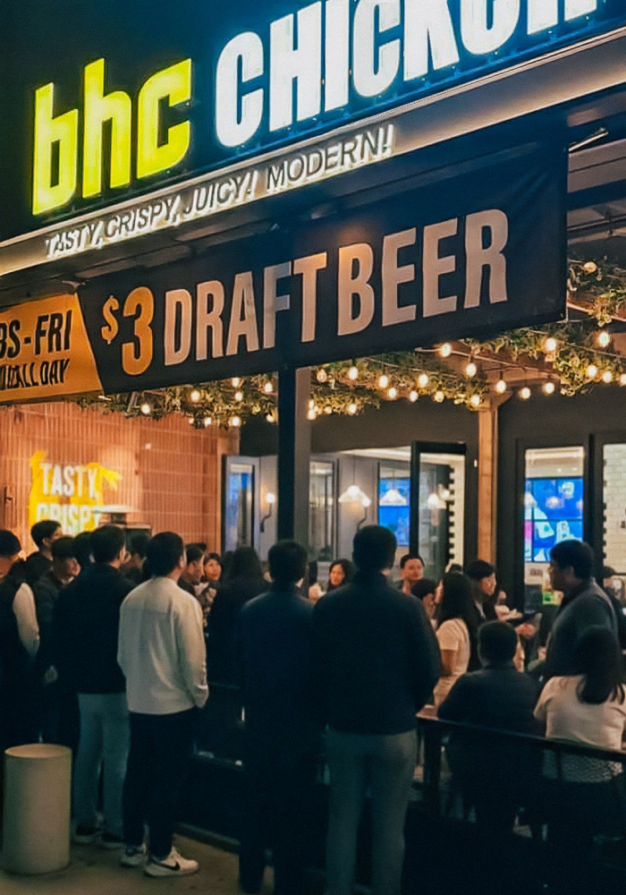 bhc 미국 직영 2호점 ‘채프먼 플라자점’ 전경. 사진=다이닝브랜즈그룹