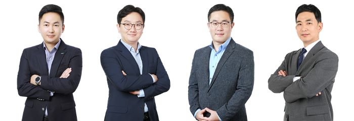 (좌측부터) BGF리테일 영업∙개발부문장 임민재 상무, 인사총무실장 장영식 상무, 4권역장 윤현수 상무, BGF 글로벌담당 우진용 상무. 사진=BGF리테일