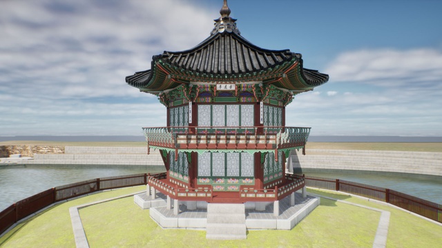 3D 에셋으로 구현된 경복궁 향원정. 이밖에도 다양한 국가유산이 디지털 정보로 FAP에 업로돼 있다. 사진=국가유산청