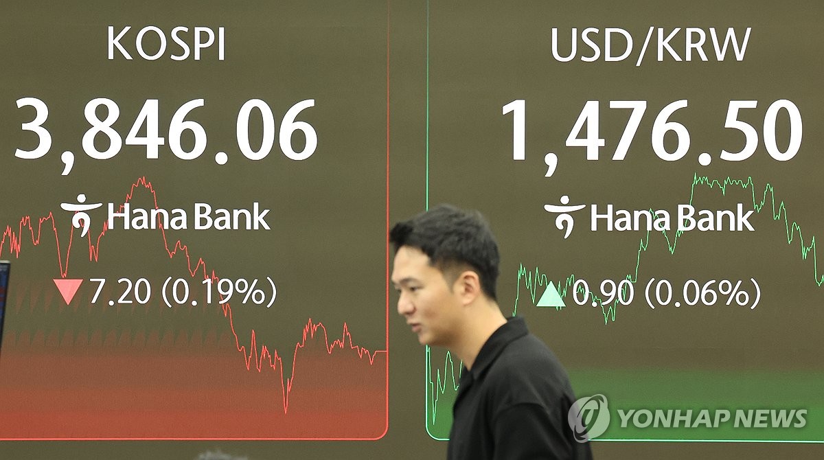 24일 오후 서울 중구 하나은행 딜링룸 현황판에 코스피 지수 등이 표시되고 있다. 사진=연합뉴스