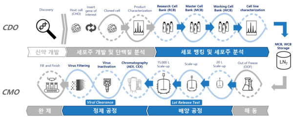 삼성바이오로직스의 의약품위탁개발(CDO) 사업 및 위탁생산(CMO) 사업 개요. 출처=삼성바이오로직스