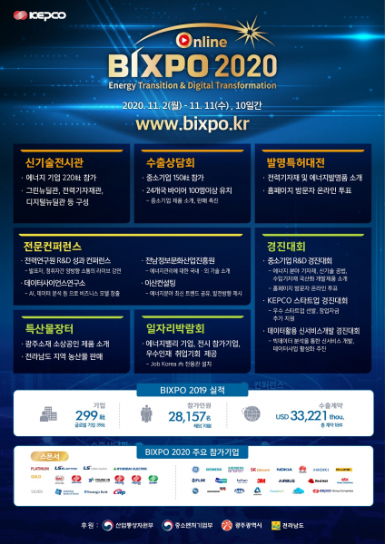 빛가람 국제 전력 기술 엑스포 2020(BIXPO 2020) 포스터. 출처=한국전력