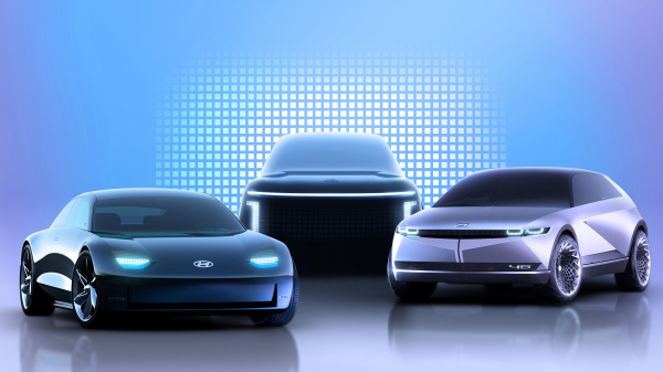 현대자동차 차세대 전기차 브랜드 아이오닉의 제품별 렌더링 이미지. 왼쪽부터 아이오닉 6, 아이오닉 7, 아이오닉 5. 출처= 현대자동차