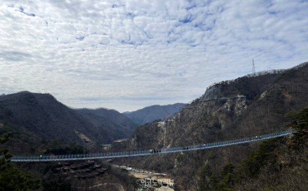 원주의 대표 관광 명소인 간현관광지에 위치한 원주 소금산 출렁다리 사진=박재성 기자