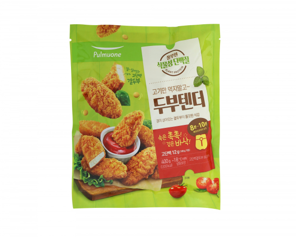 풀무원이 신개념 고단백 결두부로 고기 식감을 구현한 첫 ‘식 물성 고기(Plant-based Meat)’ 제품 '두부텐더'. 출처=풀무원