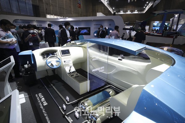 8일 고양시 킨텍스 2전시장에서 '2021 수소모빌리티쇼가 열리고 있다.사진=박재성 기자