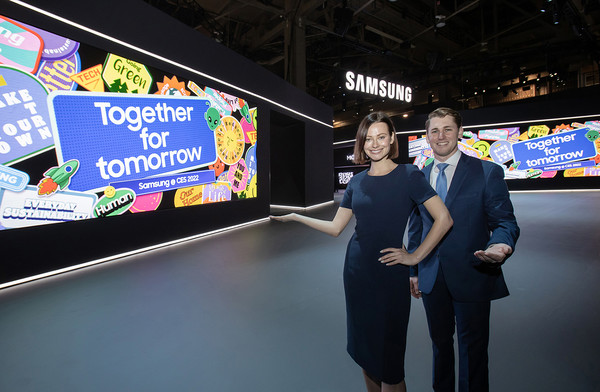 CES 2022 현장에 설치된 삼성전자 미디어 월. 출처= 삼성전자