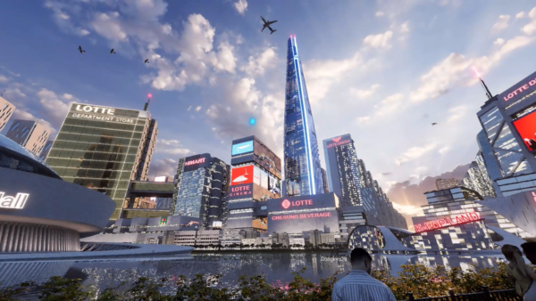 롯데정보통신과 자회사 칼리버스가 구현한 롯데 메타버스 세계. 출처=롯데지주