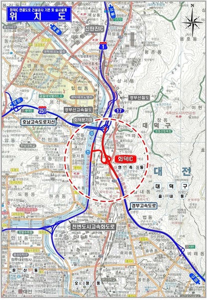 경부고속도로 회덕IC 신설 위치도. 자료=도로공사