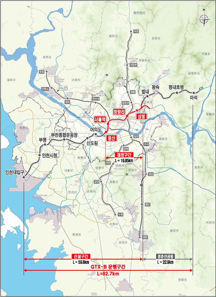 GTX-B 노선도. 자료=국토교통부