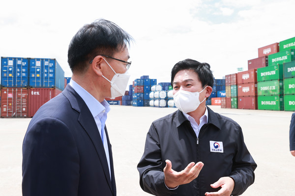 물류피해 점검에 나선 원희룡 국토부장관 모습(자료사진).출처=국토부.