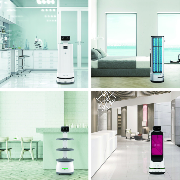 LG전자가 KT와 손잡고 국내 서비스 로봇 사업 확대에 나선다. 좌측 상단부터 시계방향으로 LG 클로이 서브봇(서랍형), LG 클로이 UV-C봇, LG 클로이 가이드봇, LG 클로이 서브봇(선반형). 출처= LG전자