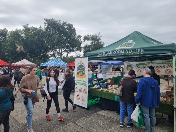 호주 브리즈번 주말마켓에서 버섯 판촉행사 모습.출처=aT.