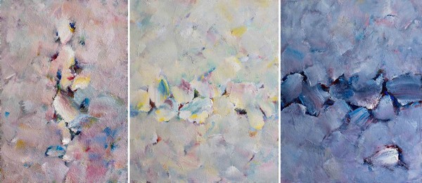 (왼쪽)내 안의 빛(The light inside me)022188, Acrylic on canvas 45.5×65.1㎝, 2022. (중앙, 오른쪽)내 안의 빛(The light inside me)022198, 022208, Acrylic on canvas 50×65.1㎝, 2022