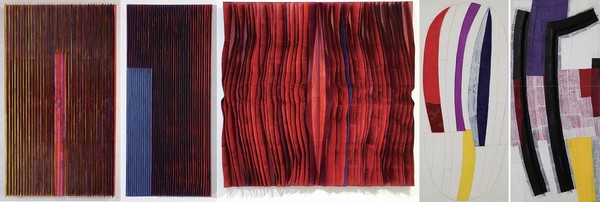 (왼쪽부터)△Affectionate Things 201211, Hanji on Canvas, 227×130㎝, 2012 △201609, 180×180㎝, 2016 △201605, 130×130㎝, 2016 △201901, 180×180㎝, 2019 △201905, 180×180㎝, 2019