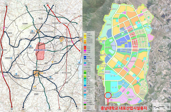 내포신도시 위치 및 충남대 내포산업시설용지.출처=충남대
