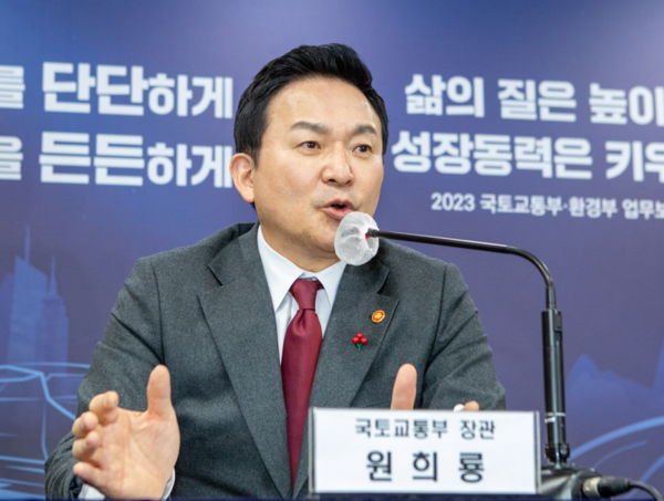 2023 업무계획을 발표중인 원희룡 국토부장관.출처=국토부