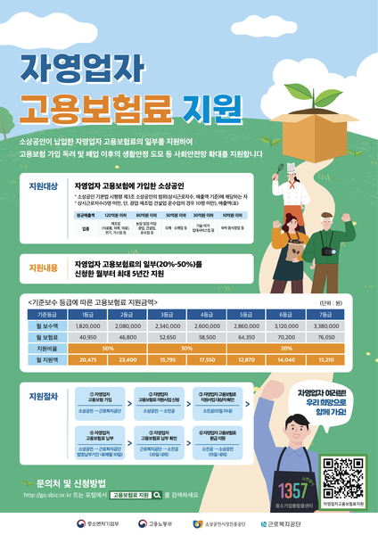 자영업자 고용보험료 지원사업 안내문.출처=중기부