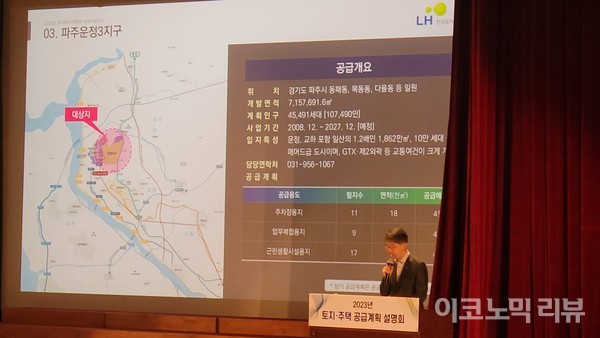 20일 오후 LH 경기북부본부 관계자가 올해 토지 공급 계획에 대해 설명하고 있다. 사진=이혜진 기자