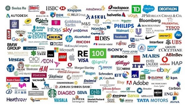 RE100 참여 기업. 사진=RE100 홈페이지