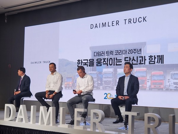 다임러 트럭 본사·다임러 트럭 코리아 임원진들이 기자들과 질의응답 시간을 가졌다. 사진=박상준