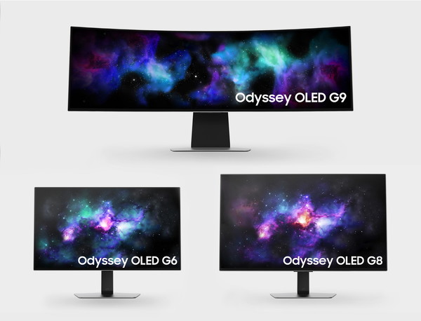 삼성전자가 'CES 2024'서 공개하는 게이밍 모니터  오디세이 OLED 신제품 3종(G95SD, G80SD, G60SD) 모습. 출처= 삼성전자