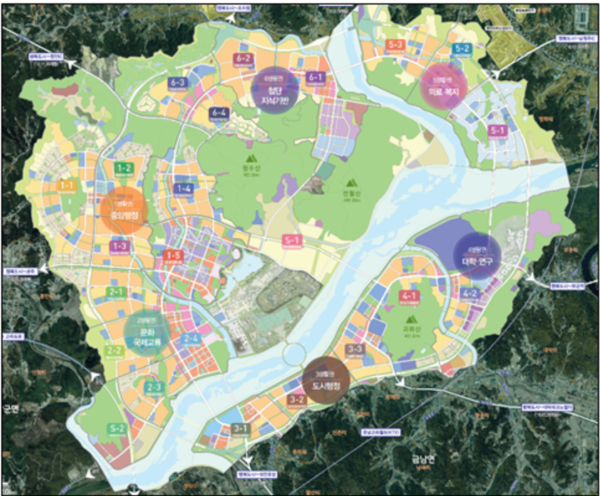 행정중심복합도시 생활권 배치도. 출처=행복청