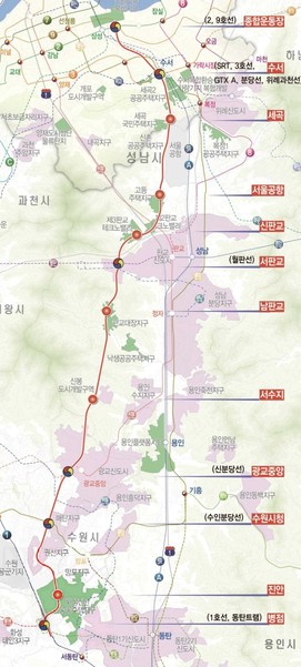 신강남선 노선도(안). 출처=성남시
