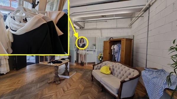 9일 서울 성수동에 쉬인 팝업 ‘스타일 인 쉬인’에 판매 중인 블라우스와 모델 김유정씨가 착용한 상품은 같은 종류이나 다른 느낌을 준다. 사진=이하영