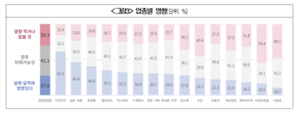 업종별 영향. 사진=대한상공회의소