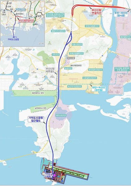 가덕도신공항 접근철도 노선도(안). 출처=국가철도공단