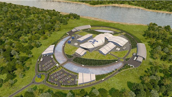 미국 뉴스케일 소형모듈원자로(SMR) 플랜트 가상 조감도. 출처=두산에너빌리티