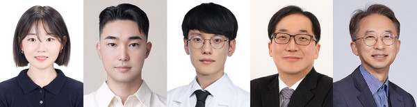 (왼쪽부터) 연세대 서지영 연구원, 김중휘 연구원, 대구경북과학기술원(DGIST) 김수환 연구원, 연세대 이용민 교수, 이상영 교수. 사진=LG에너지솔루션