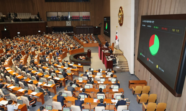 지난 12월 10일 오후 서울 여의도 국회에서 열린 본회의에서 2025 예산안에 대한 수정안이 가결되고 있다. 사진=연합뉴스