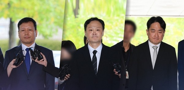 (왼쪽부터) 구영배 큐텐 대표, 류광진 티몬 대표, 류화현 위메프 대표. 사진=연합뉴스TV