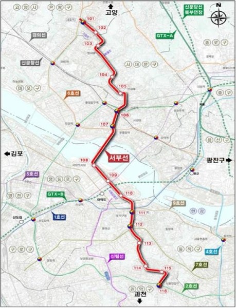 서울 서부선 노선도. 자료=서울시 제공