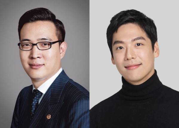 김동선 한화갤러리아 부사장(왼쪽)과 담서원 오리온 전무. 사진=각 사