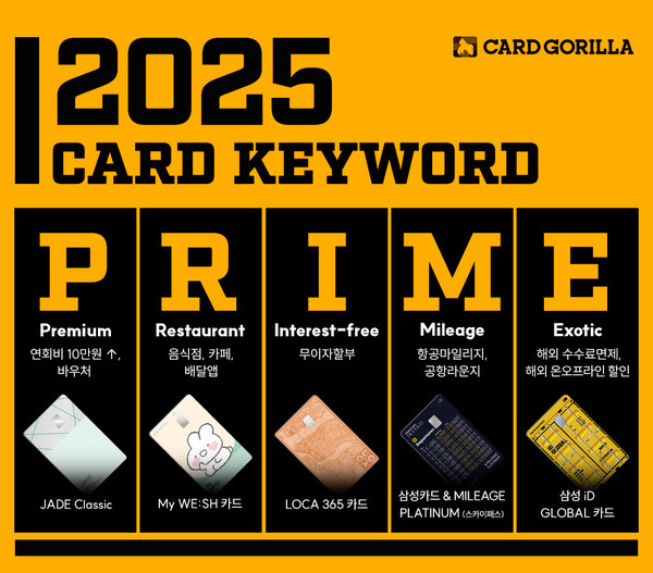 2025년 신용카드 트렌드 'PRIME'…가성비와 혜택 잡은 카드 주목 < 보험