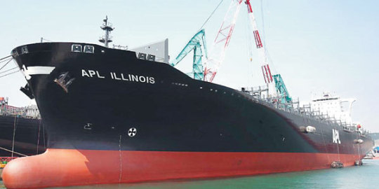 HD현대중공업이 지난 2009년 건조해 인도한 독일 슐테의 7000TEU급 컨테이너선. 독자개발한 선박평형수 처리 시스템인 '에코 밸러스트'를 장착했다. 사진=HD한국조선해양