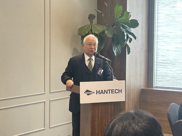 한텍 박건종 대표이사가 26일 IPO 기자간담회에서 발언하고 있다. 사진=윤주혜 기자.