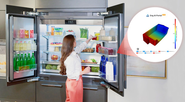 LG전자가 인공지능(AI)을 활용해 완성 제품의 품질 예측 시간을 기존 대비 최대 99%까지 단축하는 AI 기술을 개발했다. 제품 개발 과정에서 수차례 반복되는 검증 시간을 줄여 개발기간 단축은 물론, 생산 효율성도 높일 것으로 기대된다. 사진은 웹 기반 서비스 플랫폼인 ‘Eng.AI’를 활용해 냉장고용 부품 품질을 예측하는 모습. 사진=LG전자