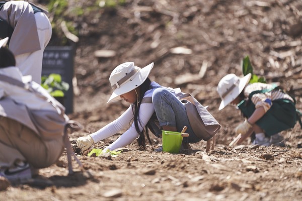태양의 숲 조성을 위해 식재 중인 아이들의 모습. 사진=한화그룹