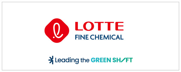 롯데정밀화학 로고(위)와 신규 BI 슬로건. 사진=롯데정밀화학