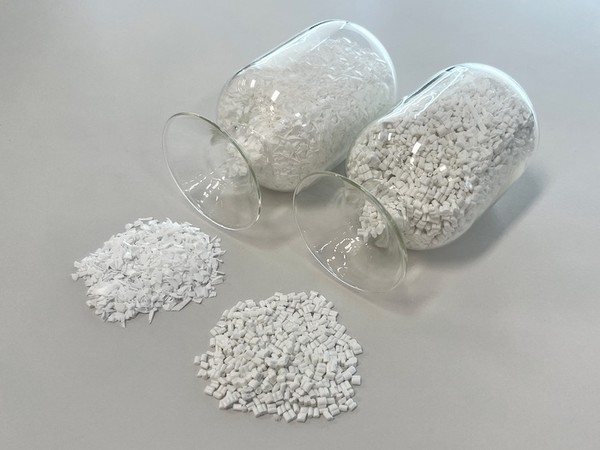 회수한 햇반 용기를 재가공해 만든 재활용 플라스틱 원료 이미지. 사진=CJ제일제당