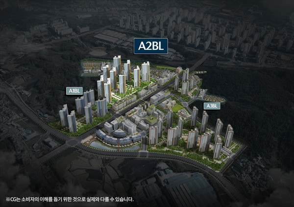 아산탕정자이 A1, A2, A3블록 전체 조감도. 사진=GS건설