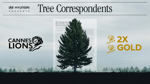 국제 광고제 ‘칸 라이언즈(Cannes Lions) 2025’의 디지털 크래프트(Digital Craft) 카테고리 내 2개 부분에서 금사자상(Gold Lions, 금상), 1개 부문에서 은사자상(Silver Lions, 은상)을 수상한 CSR 홍보 캠페인 ‘나무 특파원(Tree Correspondents)’의 대표사진. 사진=현대차그룹