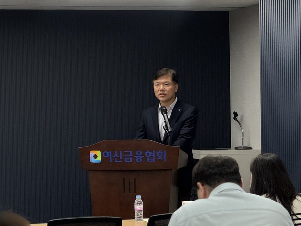 김은조 여신금융협회 전무가 인삿말을 전하고 있는 모습. 사진=박수아 기자