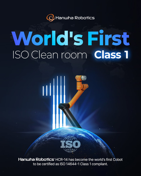 클린룸 클래스1 인증 받은 HCR-14. 사진=한화로보틱스